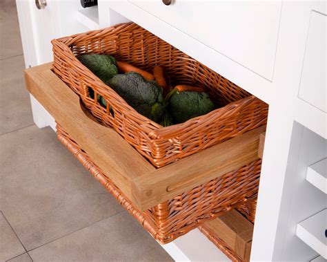 Smart kitchen cabinet accessories & wardrobes storage solution in uae. Large wicker basket pull-outs - Higham Furniture
