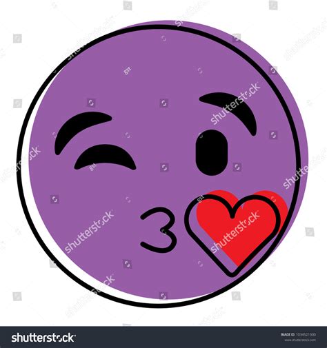 purple emoticon cartoon face blowing kiss vector de stock libre de regalías 1034521300