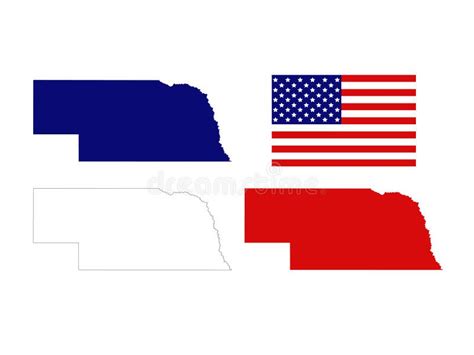 Nebraska Maps With Usa Flag State In The Midwestern United States