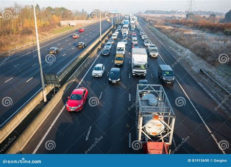 Traffic Jam On The British Motorway M1 Editorial Image Image Of