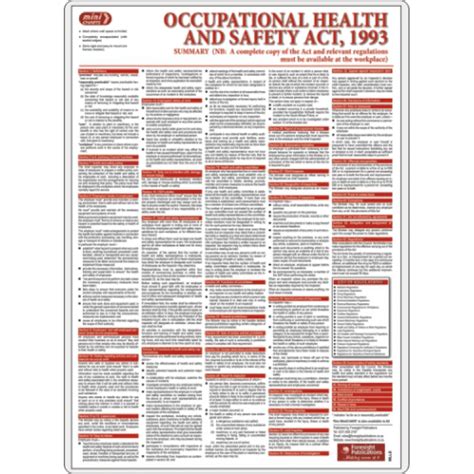 Occupational Health And Safety Act Poster Safety Signs And Equipment