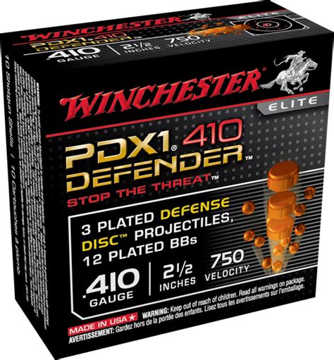 winchester ammo s410pdx1 pdx1 defender 410 gauge 2 50 3 defense discs 12 bbs shot 10 bx 10 cs