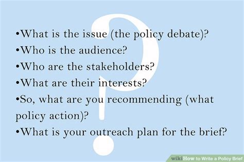 Could new technologies, policies or developments in recent research have. How to Write a Policy Brief: 2 Steps (with Pictures) - wikiHow