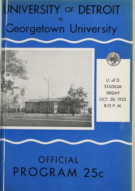 1932 University of Detroit vs. Georgetown University Football Program #