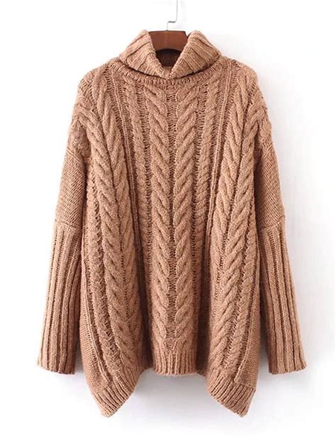 cable knit turtleneck oversized sweater shein sheinside