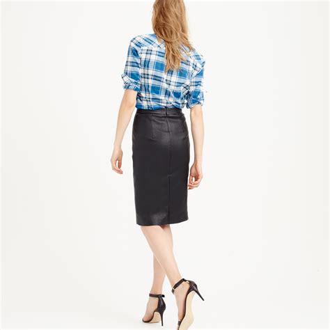 Jcrew Petite Collection Leather Motorcycle Pencil Skirt In Black Lyst