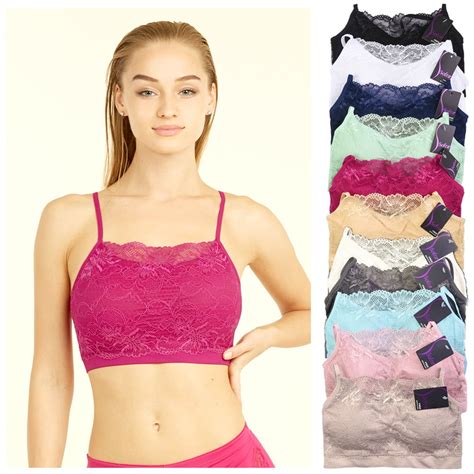 Alltopbargains 6 X Womens Seamless Lace Top Sports Bra Cleavage Cover Padded Stretch One Size