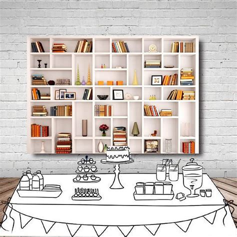 Fast Free Shipping Lywygg 8x6ft Bookshelf Backdrop Bookcase Backdrops