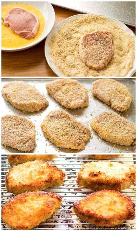 Add them to a section of the pan. Baked Parmesan Crusted Pork Chops - melissassouthernstylekitchen.com | Boneless pork chop ...