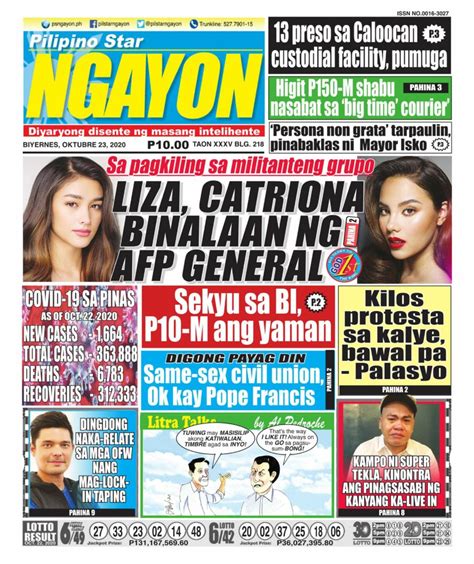 Pilipino Star Ngayon October 23 2020 Newspaper