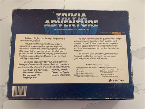 Trivia Adventure Board Game 1983 Pressman Vintage 100 Complete Ebay