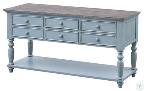 Bar Harbor Blue 6 Drawer Console Table From Coast To Coast Coleman