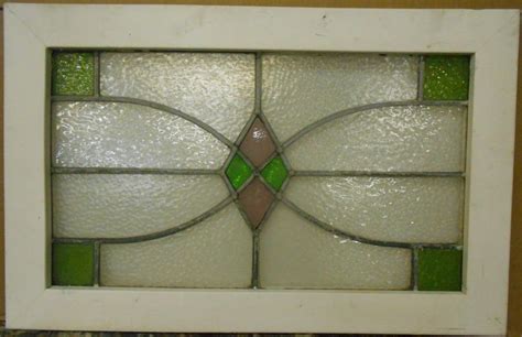 Old English Leaded Stained Glass Window Transom Nice Diamond Design 29 75 X 19 Antique