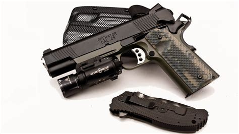 Gun M1911 Laser Surefire Usa Pistol Knife Armory Black 1080p