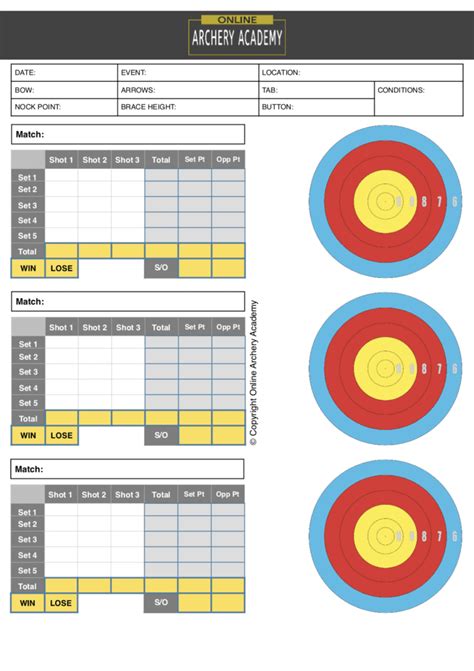 Archery Score Sheet Pdfs Printable Score Cards For Free