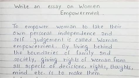 Write An Essay On Women Empowerment English Essay Writing Youtube