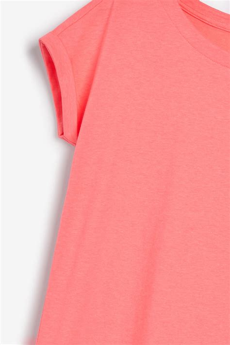 buy fluro coral pink round neck cap sleeve t shirt from the next uk online shop