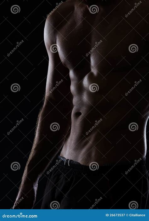 Closeup On Male Torso With Abdominal Muscles Stock Image Image Of