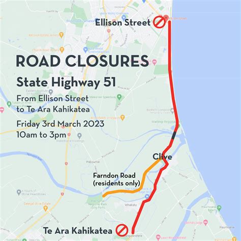 Temporary Road Closure Of Sh51 Clive At The Waitangi Park Bridge Friday