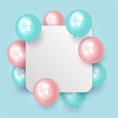 Premium Vector Realistic Balloons With Blank Banner Concept