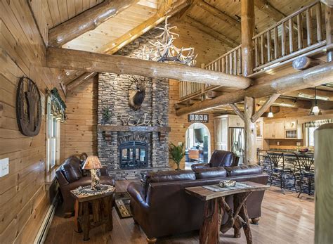 Great Room In A Log Home By Hochstetler Log Homes Cottage Ideas Log