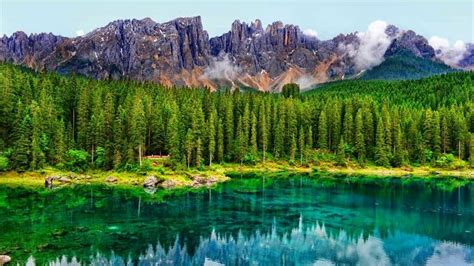 Karersee Lake In The Dolomites In South Tyrol Itlay Germany