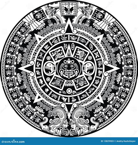 Maya Calendar Of Mayan Or Aztec Vector Hieroglyph Signs Cartoondealer