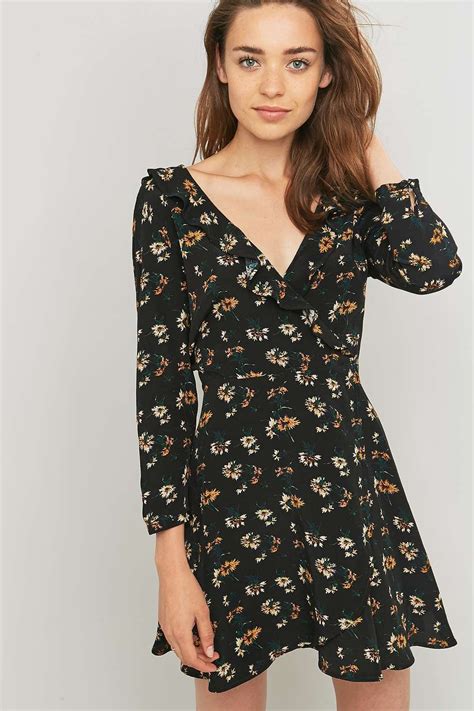 Pins And Needles Floral Frill Wrap Dress Long Sleeve Floral Dress