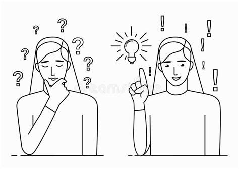 problem solving concept a woman thinks about a problem and finds a solution stock vector