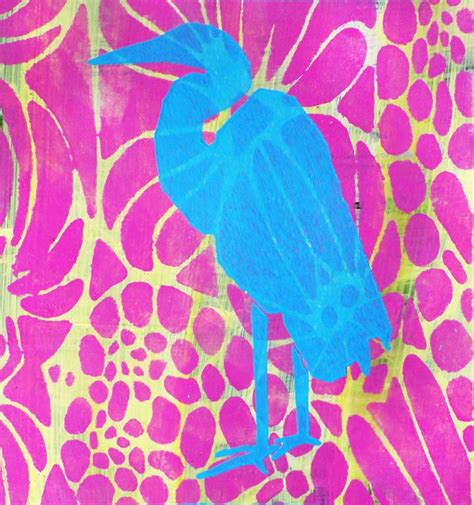 Heron And Abstract Blooms Stencil Designs Stencils Mixed Media Art