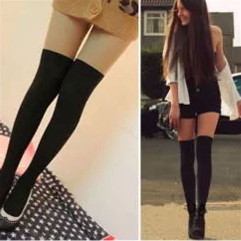 pop durable gipsy mock ribbed over knee tights thigh high pantyhose new arrival unbranded
