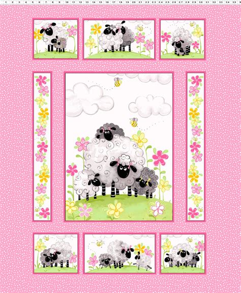 Susybee Lal The Lamb Mama Lamb 36 Quilt Panel 113 Pink 20300 520