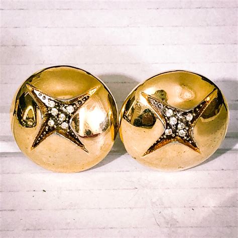 Star Earrings Celestial Earrings Crystal Gold Clip On Etsy