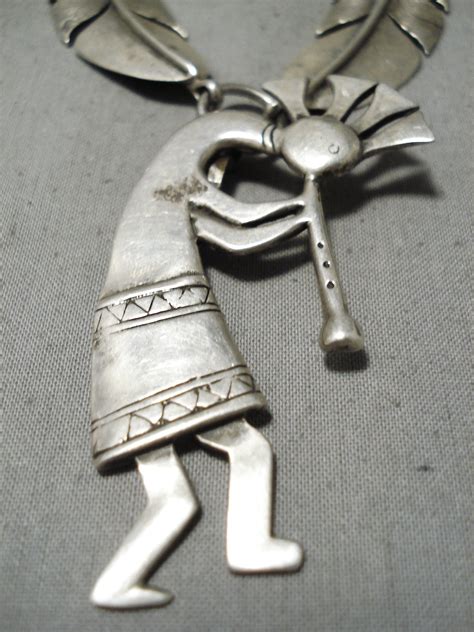 Incredible Vintage Navajo Sterling Silver Kokopelli Necklace Native Am
