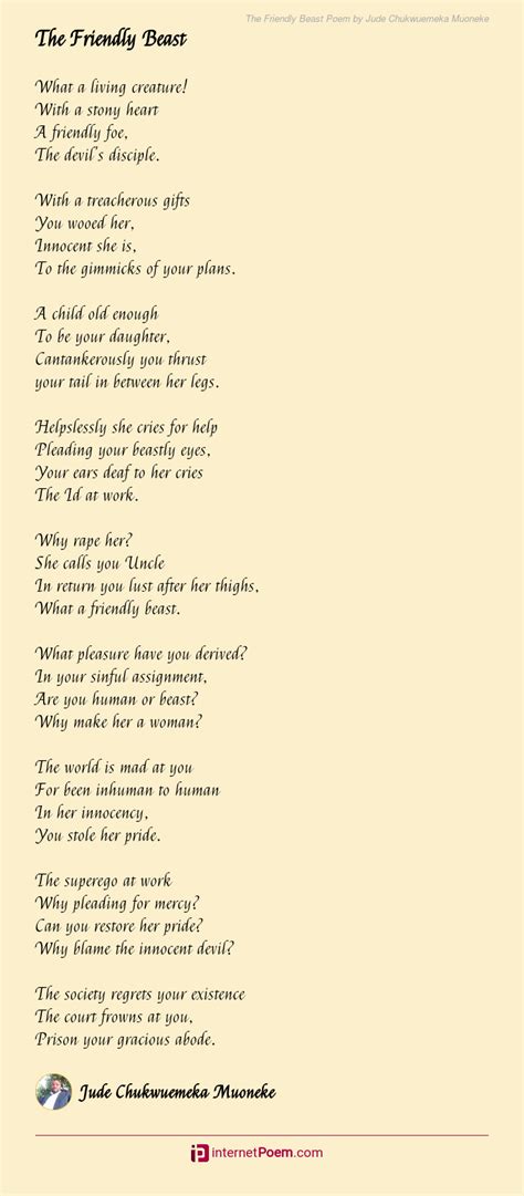 The Friendly Beast Poem By Jude Chukwuemeka Muoneke