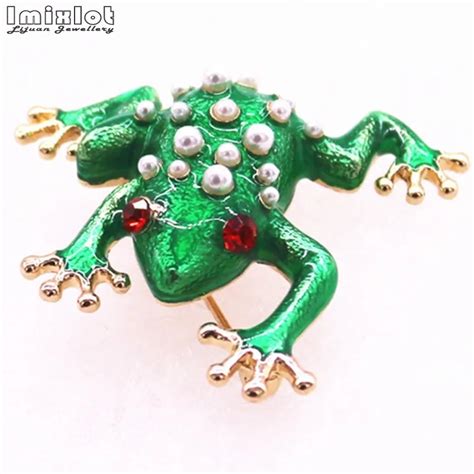 Imixlot Kawaii Cute Green Enamel Frog Brooch For Women Men Punk Party