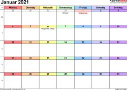 Übersichtlicher jahreskalender von 2021, die daten werden pro monat gezeigt einschließlich der kalenderwochen. Kalender Januar 2021 als PDF-Vorlagen