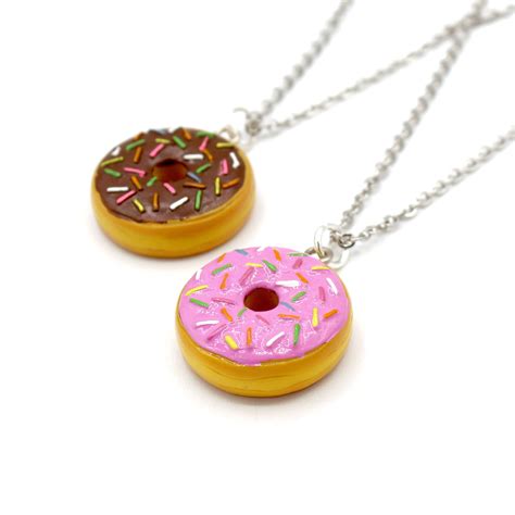 Rainbow Sprinkle Donut Necklace Pink Doughnut Pendant Etsy Australia