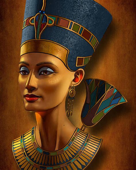 Nefertiti Egyptian Queen On Papyrus Poster By Jovemini Art