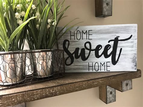 Home Sweet Home Wood Sign Rustic Decor Entryway Sign Etsy Wood