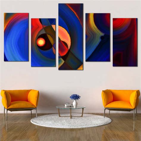 Abstract Forms Canvas Print Circular Modern Shapes 5 Piece Canvas Set