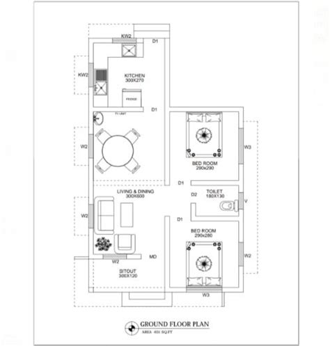 650 Sq Ft 2bhk Contemporary Style Single Storey House And Free Plan 10