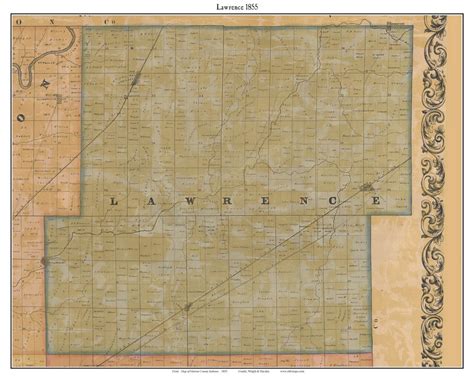Lawrence Indiana 1855 Old Town Map Custom Print Marion Co Old Maps