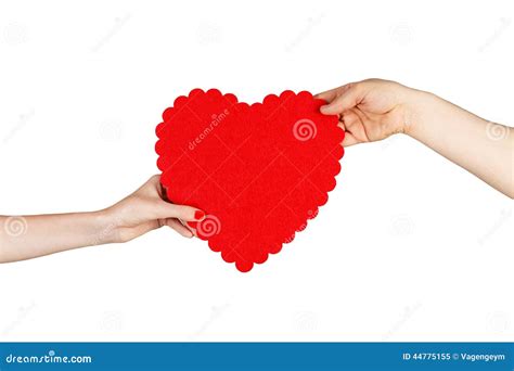Couple In Love Holding A Red Heart In Their Hands Stock Image Image