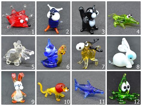 Small Glass Figurines Animals Miniature Mini Glass Animals Etsy