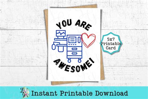 Anesthesia Printable Card Instant Digital Download You Are Awesome
