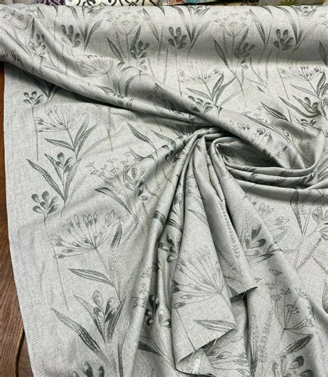 Lau Blue Cactus Embroidered Floral Swavelle Linen Fabric By Etsy