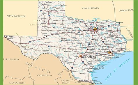 Highway Map Of Oklahoma And Texas