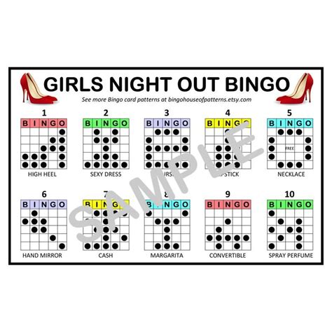 Girls Night Out Bingo Card Patterns For Really Fun Bingo Games Etsy