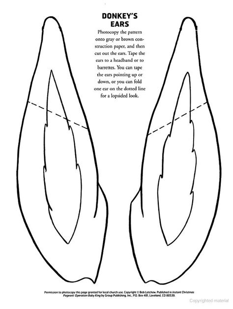 Cut out the shape and use it for coloring, crafts, stencils, and more. donkey ear template: | Nativity costumes | Donkey costume ...